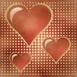 three of bright red hearts