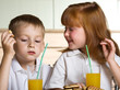 Children drink juice