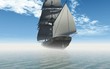Square Riigged Sailing Ship going across the ocean
