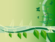 Abstract green background with butterflies