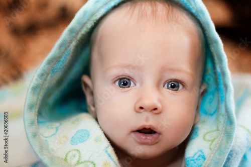 Photo: Portrait of a baby with blue eyes Portrait of a baby with blue eyes
