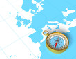 Compass on the map