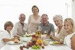 Beautiful family having lunch