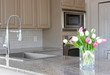 tulips in a modern grey kitchen
