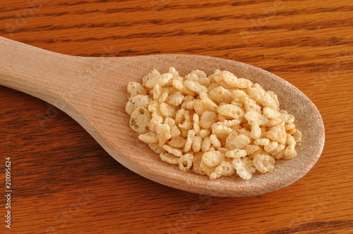 Photo: Crispy Rice Cereal on Wooden Spoon Crispy Rice Cereal on Wooden Spoon