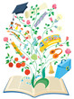 The magic book, vector illustration