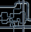 Steel pipes on black background