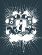 Emblem dj on grunge background