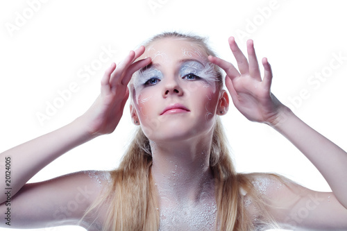 Photo: Portrait of young girl with long white eyelashes Portrait of young girl with long white eyelashes