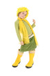 Jeune fille déguisé, bottes et perruque jaune