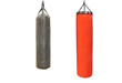 red and black punching bags