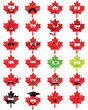 Maple-leaf-shaped smiley faces