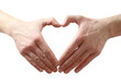 Hand with heart. Isolated over white background