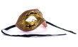 Gold Venetian Mask. Isolated over white background