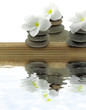 ambiance zen minéral, floral, pyramides galets fond blanc ambiance zen minéral, floral, pyramides galets fond blanc