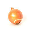 Entire onion with peel isolated on white background