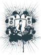 Emblem dj on grunge background