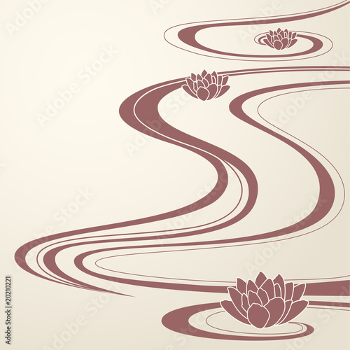 Vector: elegant background abstract water waves and lotuses flowers elegant background abstract water waves and lotuses flowers