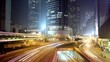 Cityscape timelapse Hong Kong at night. Rush Hour Busy traffic.