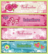 set of 4 cute grungy valentine's banners