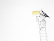 a 3D guy painting on a white wall(3D happyman isolated series)