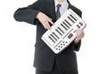 BUSINESSMAN MUSICIAN WITH INSTRUMENT WITH SUIT