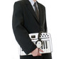 BUSINESSMAN MUSICIAN WITH INSTRUMENT WITH SUIT
