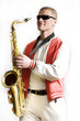 A man plays the saxophone A man plays the saxophone