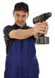 Photo: Handwerker mit Akkuschrauber Handwerker mit Akkuschrauber