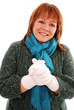Happy woman dressed in winter clothes