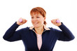 Woman holding dumbbells