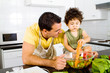 family in kitchen