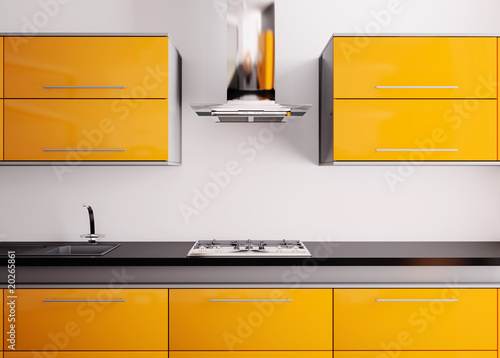 Illustration: Orange küche 3d Orange küche 3d