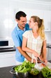 lovers making salad