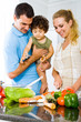 family cooking together