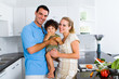 happy family in kitchen