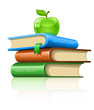 pile book with green apple pile book with green apple
