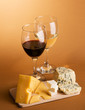 Wine and cheese still-life