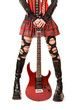 Closeup of female legs with guitar