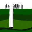 group of people burying a coffin