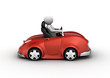 Red cabrio car driven by character Red cabrio car driven by character
