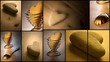 Collage with heart shaped stone and spoon. Charming warm light.