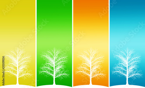 Illustration: Four seasons design with space for text Four seasons design with space for text