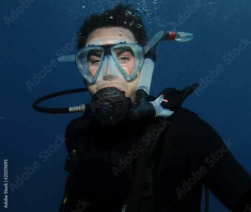 Photo: young male scuba diver portrait young male scuba diver portrait