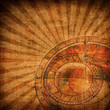 Aged paper with zodiac clock