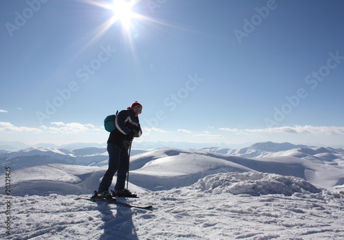 Photo: Skier on high mountain Skier on high mountain