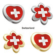 illustration of switzerland flag in heart and flower shape