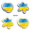 vector illustration of ukraine flag in heart and flower shape