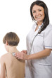 Photo: Young boy examined by woman doctor Young boy examined by woman doctor