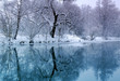 blue river in winter time blue river in winter time